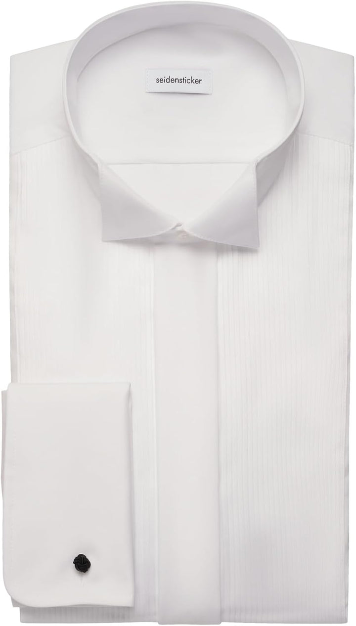 Seidensticker Herren Smokinghemd Shaped Langarm Kläppchenkragen Bügelfrei 100% Baumwolle 37 Weiss, 3