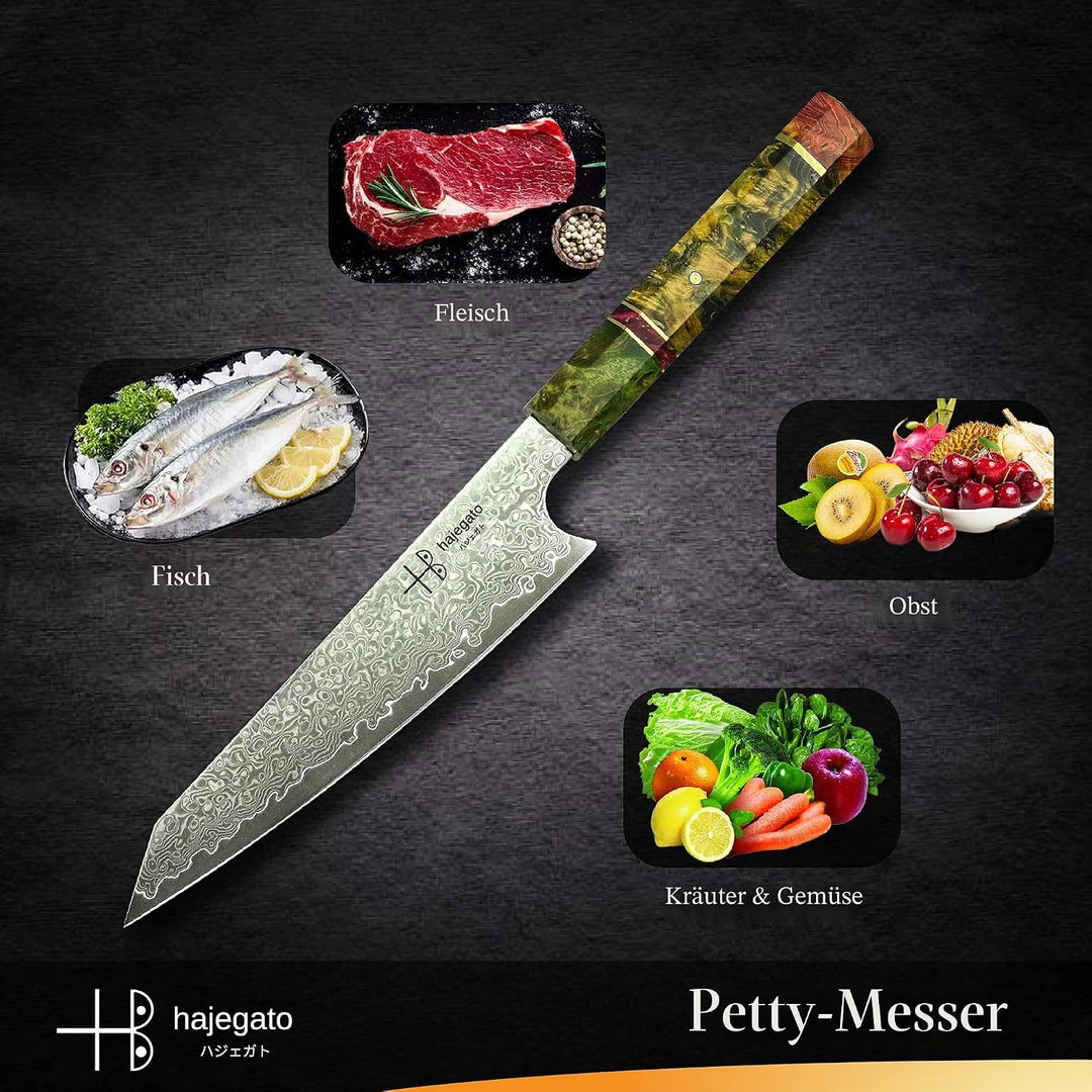 Hajegato Damastmesser Küchenmesser Einzigartiges Griff Kochmesser Profi Messer Japanisches Messer Vg