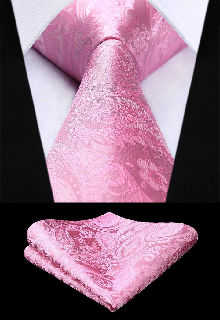 HISDERN Herren Weste Paisley Floral Jacquard Krawatte Einstecktuch Taschentuch Weste Anzug Set XL He