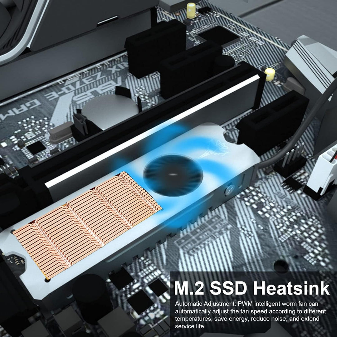 Cuifati M.2-Kühlkörper 2280 SSD PWM-Kühler mit Thermischem Silikonpad Automatische Anpassung des SSD