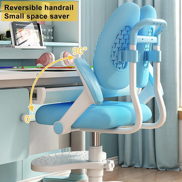 Kinder Schreibtischstuhl mit 360° Rädern, höhen- und tiefenverstellbar, ergonomisch Stabiler Lernstu