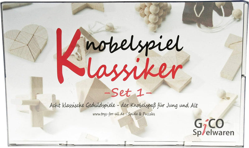 GICO Knobelspiel Klassiker Sets - 8 Geschicklichkeitsspiele in Geschenkverpackung - incl. Lösung (Se