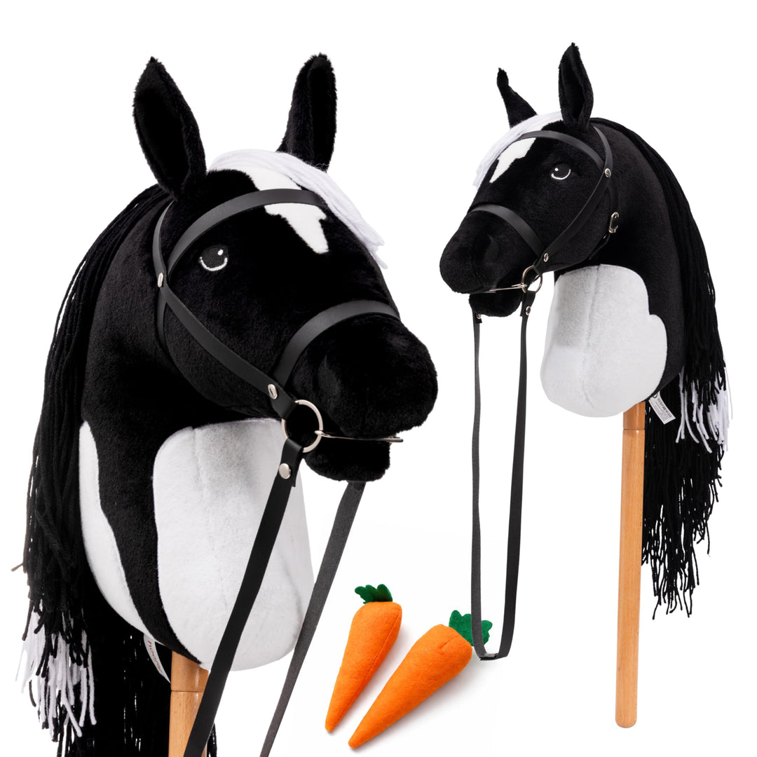 Hobby Horse Pferde – Grosses Steckenpferd für Kinder A3 mit Trense & 40 cm Schraubstab | Realistisch