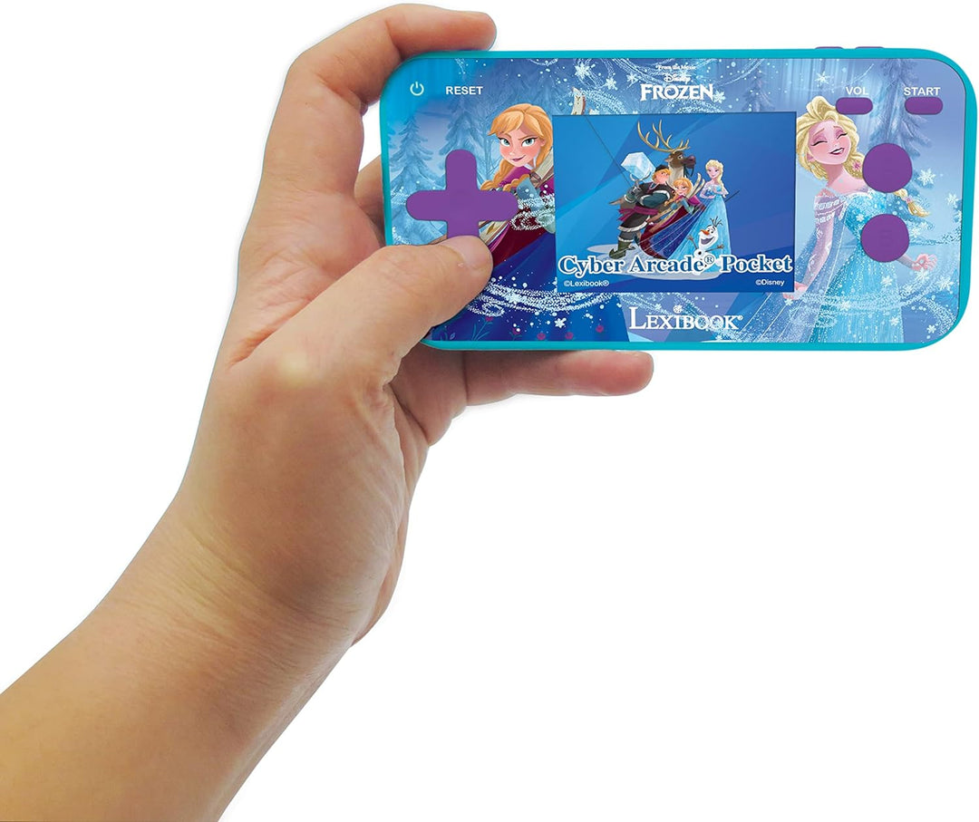 Lexibook JL1895FZ Frozen Cyber Arcade Pocket Tragbare Spielkonsole, 150 Gaming, LCD, Batteriebetrieb