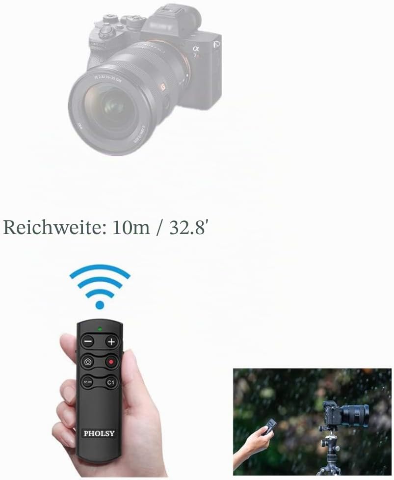 PHOLSY Drahtlose Fernbedienung Kabellose RMT-P1BT Bluetooth Kamera Fernauslöser Kompatibel mit Sony