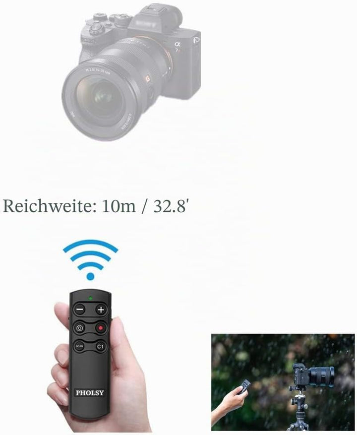 PHOLSY Drahtlose Fernbedienung Kabellose RMT-P1BT Bluetooth Kamera Fernauslöser Kompatibel mit Sony