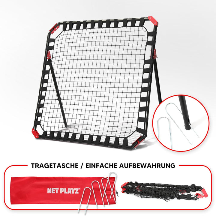 NET Playz - Fussball Kickback Rebounder Tor Stahl Rückprallwand Einstellbar mobil Faltbar, Ausrüstun