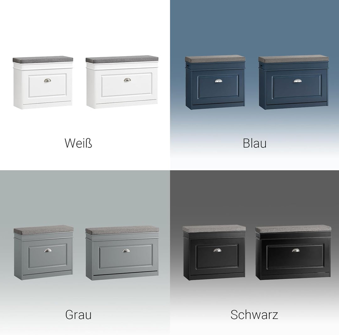 SoBuy Schuhbank mit Sitzkissen und Stauraum Schuhschrank mit Klappe, Schuhregal schmal platzsparende