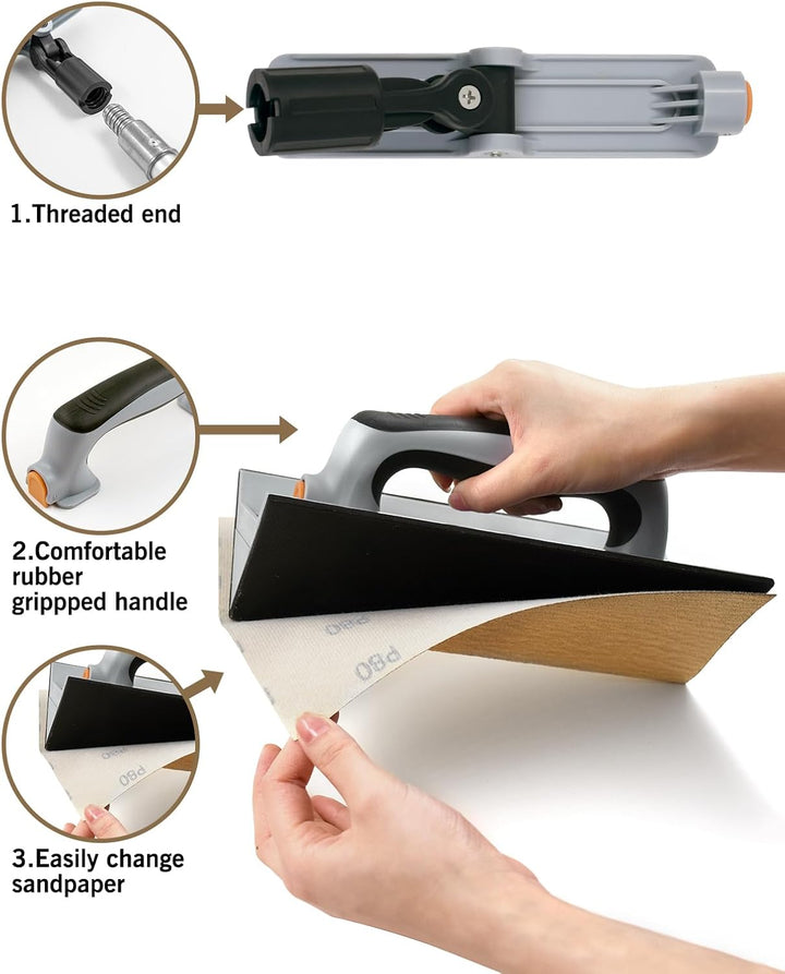 ROLLINGDOG Trockenbau-Eck-Handschleifer – 6 Stück Oxid-Mesh-Schleifpapier für Eckwandreinigung und P