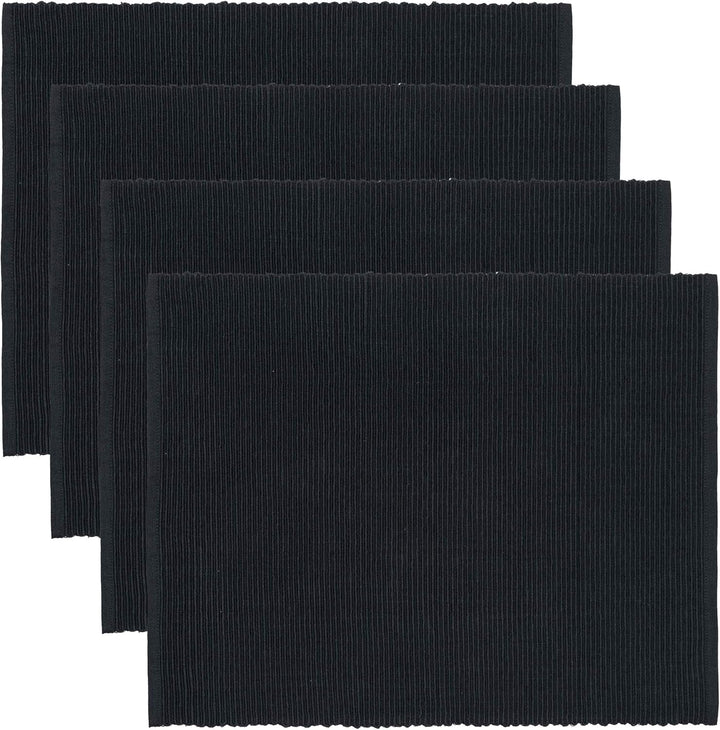 LINUM Uni 4-er Pack Tischsets für Esstisch 35x46 cm, 100% Gerippte Baumwolle, Maschinenwaschbar, Sch