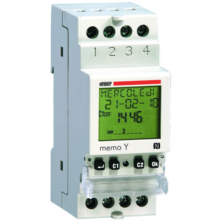 Vemer VE340600 Digitaler Zeitschaltuhr Memo DW mit IR, hellgrau 1 x Relais, 1 x Relais