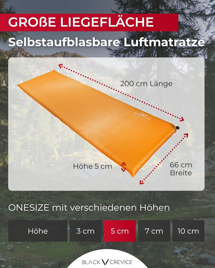 Black Crevice selbstaufblasbare Luftmatratze I Isomatte selbstaufblasend I Outdoor-Isomatte I aufbla