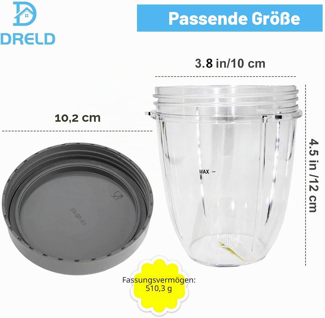 DRELD 2 Set Ersatzteile für Nutribullet Entsafter Becher 18 OZ, 2 Stück Nutribullet Ersatzbecher mit
