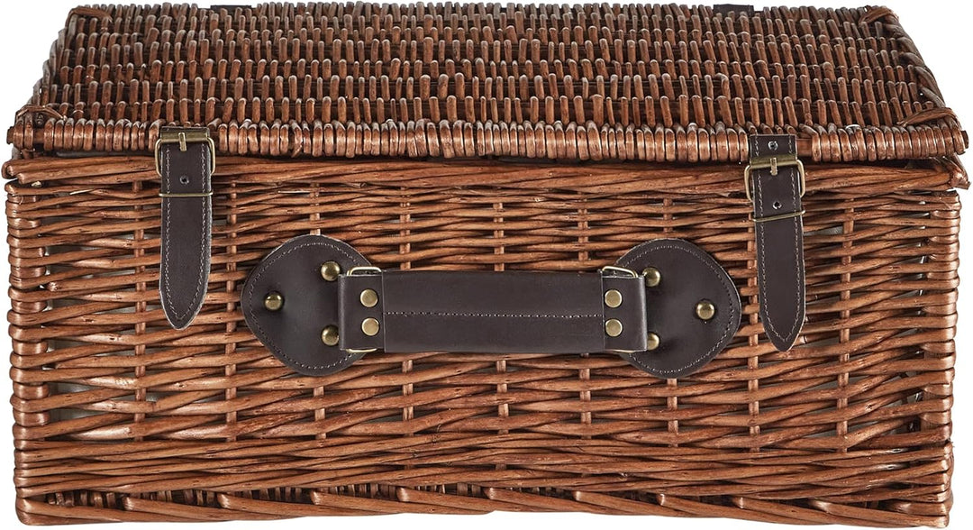 Picknickkorb 4 Personen Weide braun Kühltasche Teller Besteck Weingläser Pruneau