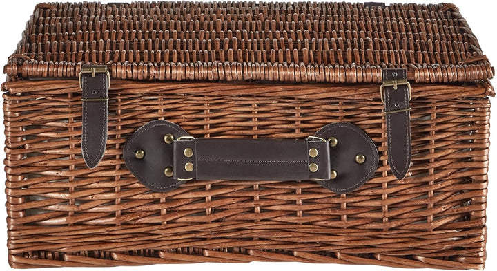 Picknickkorb 4 Personen Weide braun Kühltasche Teller Besteck Weingläser Pruneau