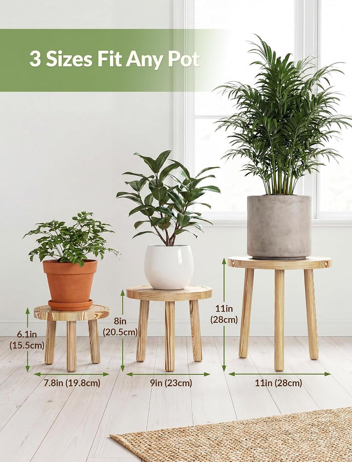 NiHome Pflanzenregal Holz 3 Stufen, Blumentreppe Balkon Garten