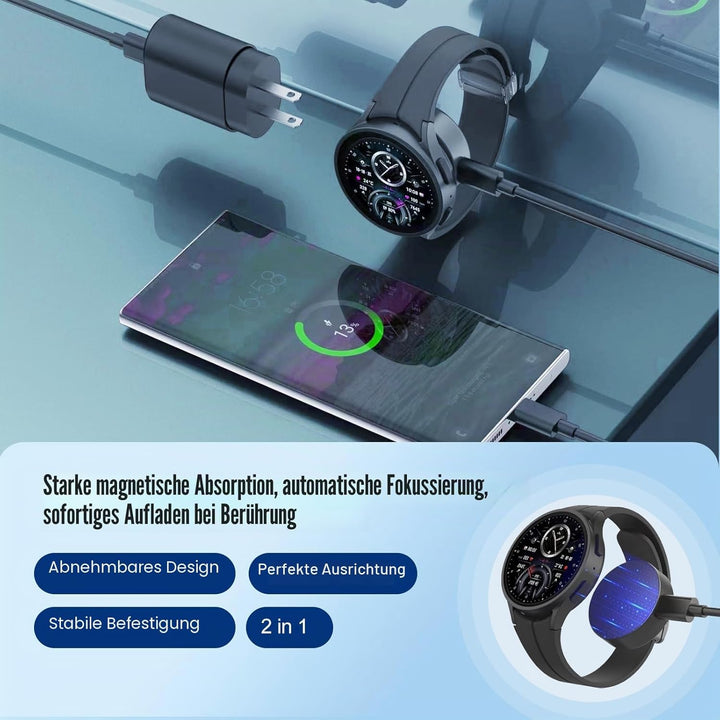 25W Samsung Watch Ladegerät mit Dual-USB-C-Kabel || Super-Schnellladestation für Galaxy Watch 7/6/5/