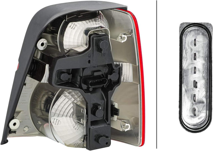 HELLA 2VP 008 759-051 Heckleuchte - Glühlampe - glasklar/rot - links - für u.a. VW Touran (1T1, 1T2)