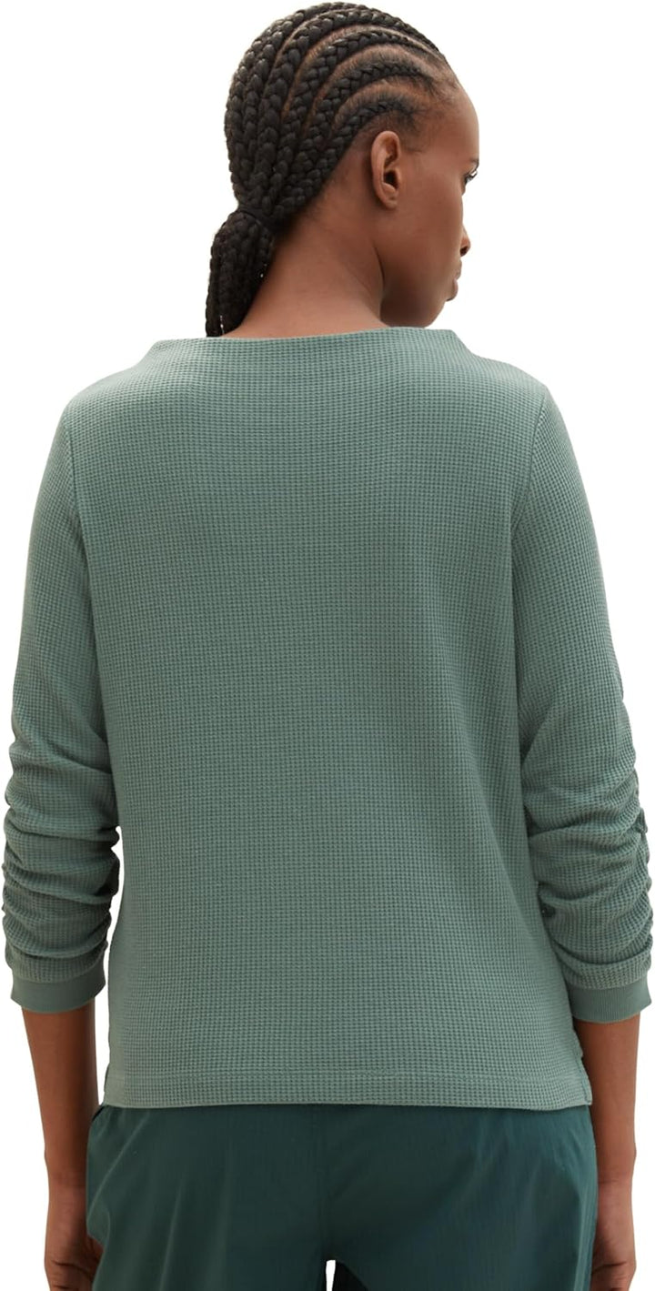 Tom Tailor Denim Damen 1034290 Sweatshirt mit Raffarm (1er Pack) M 19643 - Green Dust, M 19643 - Gre