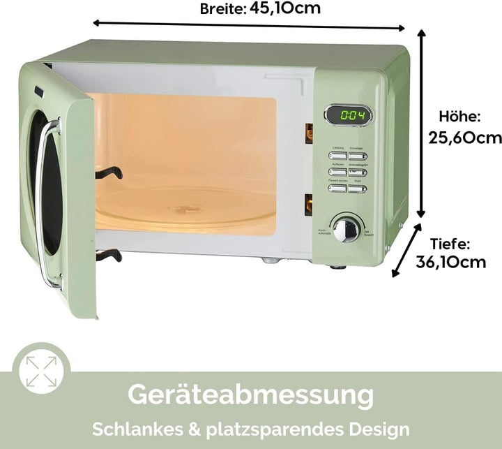 Wolkenstein Retro Stand Mikrowelle WMW720 SC I 700W Mikrowellenleistung I 20L Garraum I 5 Leistungss