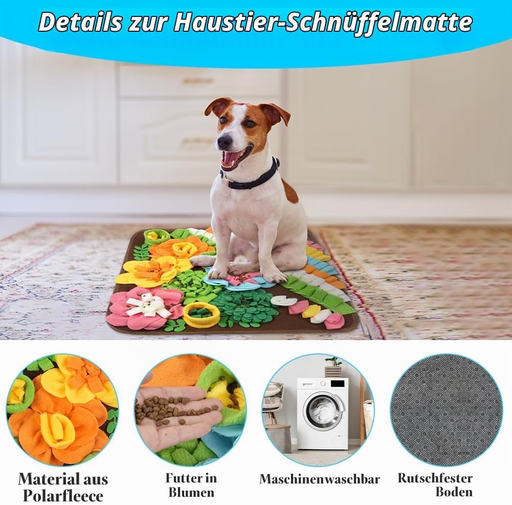 OSDUE Schnüffelteppich Hund, Futterschnüffel-Futtermatte, Hunde-Schnüffelmatte Welpen-Trainingsmatte