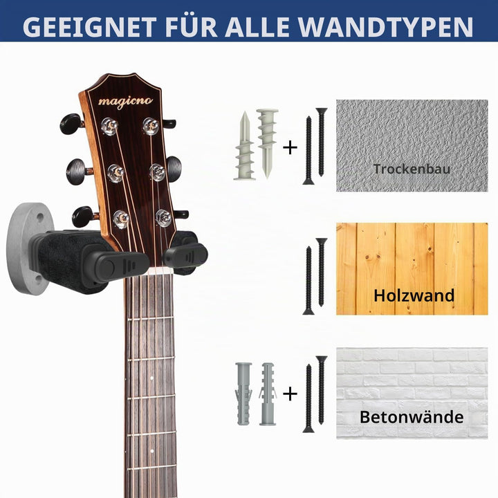 AH85 Gitarrenhalter für die Wand Holz mit Auto-Lock &amp; Drehmechanismus | Universeller Wandhalter für