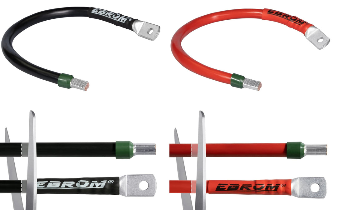 EBROM Batteriekabel rot + schwarz 12/24V Querschnitt: 10 mm² Länge von 30 cm bis 5 m für Stromstärke