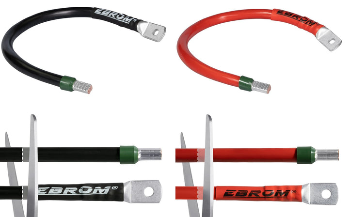 EBROM Batteriekabel rot + schwarz 12/24V Querschnitt: 10 mm² Länge von 30 cm bis 5 m für Stromstärke
