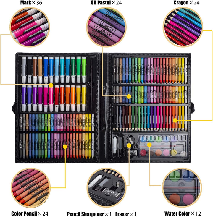 KINSPORY Premium Malkoffer Deluxe 278-teilig Malset für Kinder Anfänger Tolles Buntstifte Set, Wasse