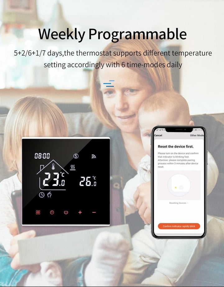RKHK M4 Thermostat-Smart Wi-Fi Raumthermostat für Wasser, Fussbodenheizung, Digitale Heizungsthermos
