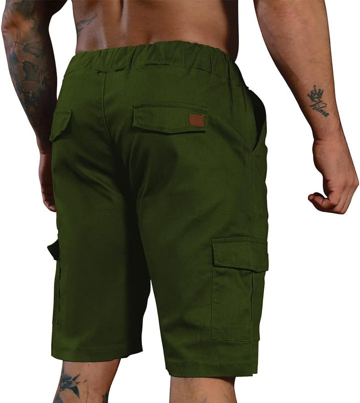 Cindeyar Herren Shorts Sommer Chino Jeans Kurze Hosen Stretch Jogger Cargo Shorts Slim-Fit M 175grün