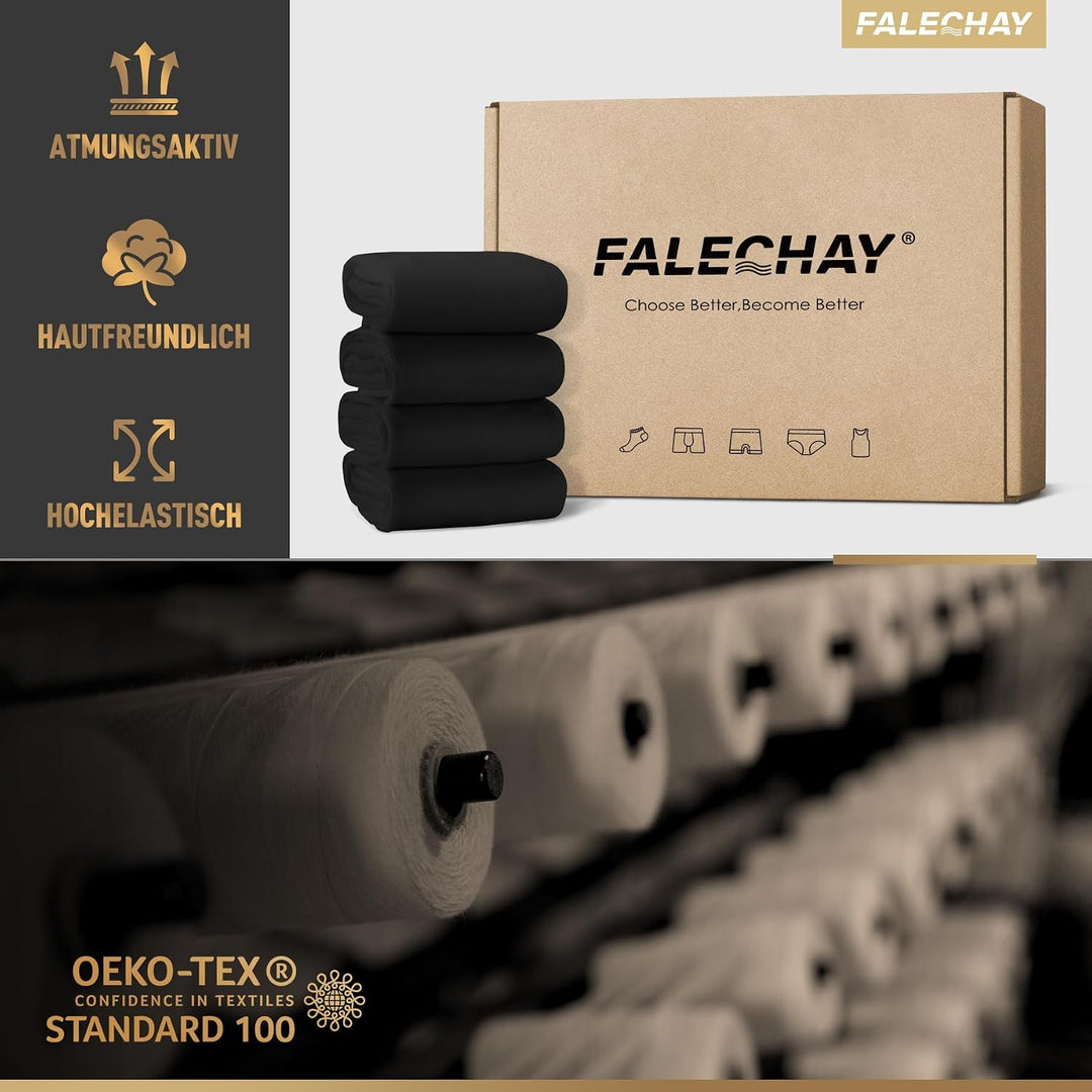 Falechay Herren Socken 12 Paar Sportsocken Classic Schwarz Atmungsaktive Baumwolle 43-46 Schwarz, 43