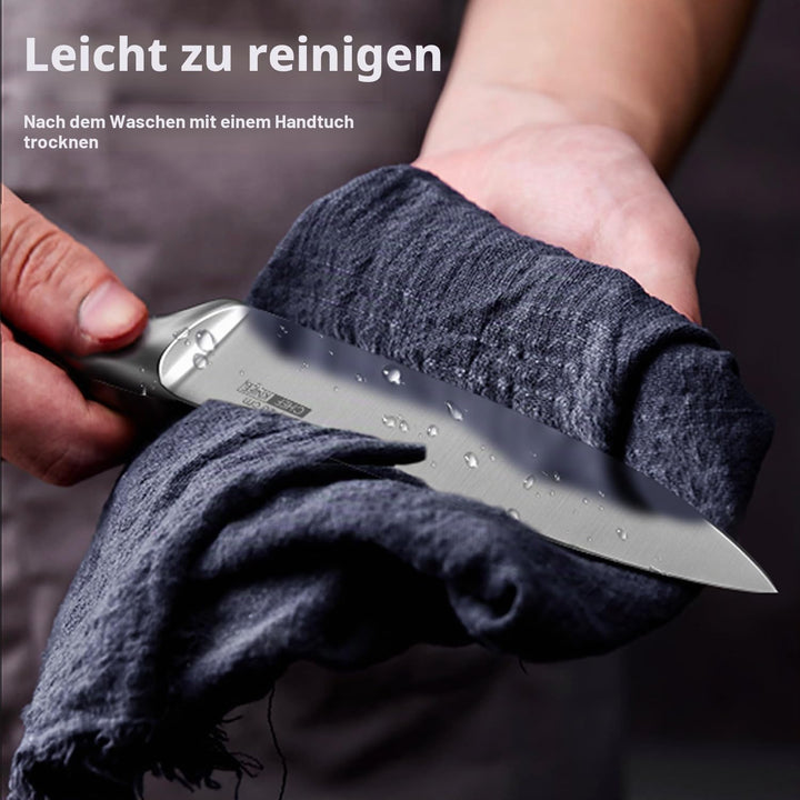 HUIKAILI Messer Set 5-TLG, Profi Küchenmesser Set aus Edelstahl, Scharfes, Rutschfester, Gefrosteter