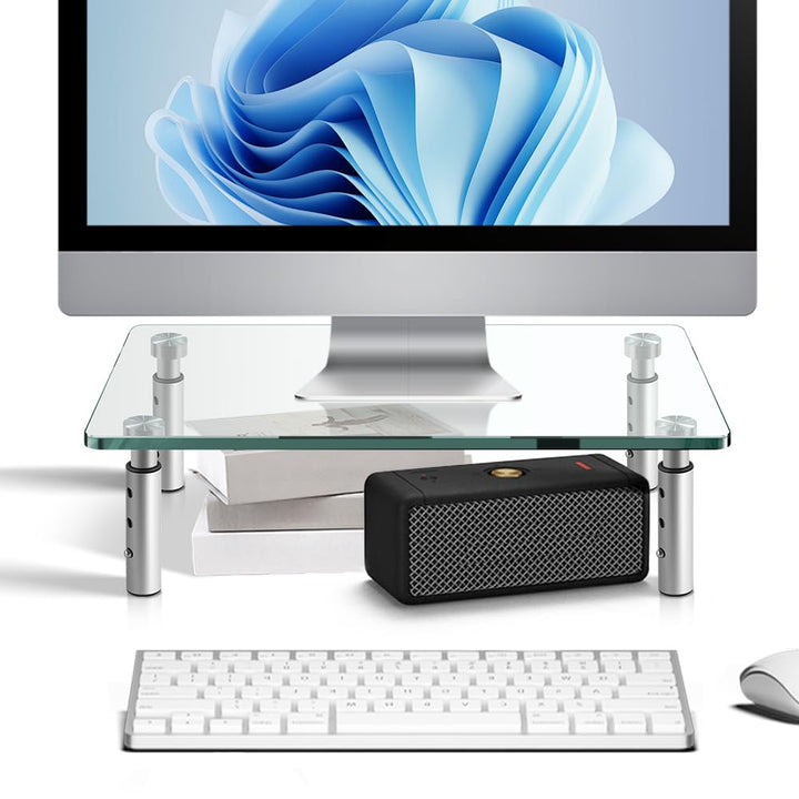 KKTONER GLAS Monitor Stand mit höhenverstellbar für Home Office PC Laptop Computer Bildschirm Riser