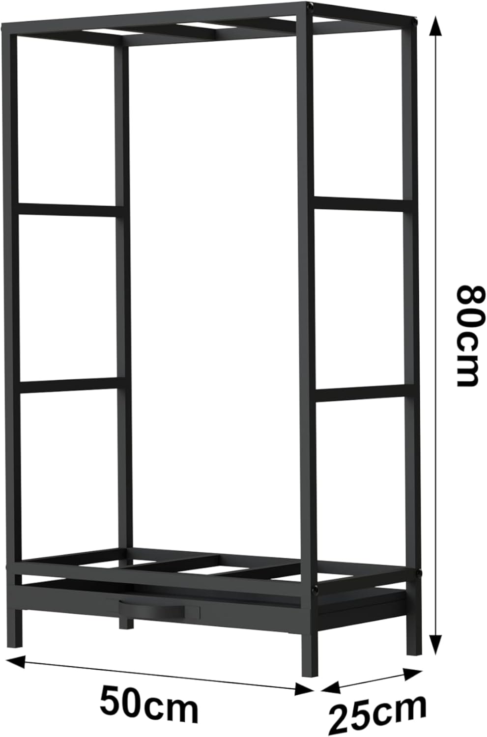 DanDiBo Kaminholzregal Innen Metall Schwarz Kaminholzständer 80 cm mit Schublade 96356 Holzkorb Kami