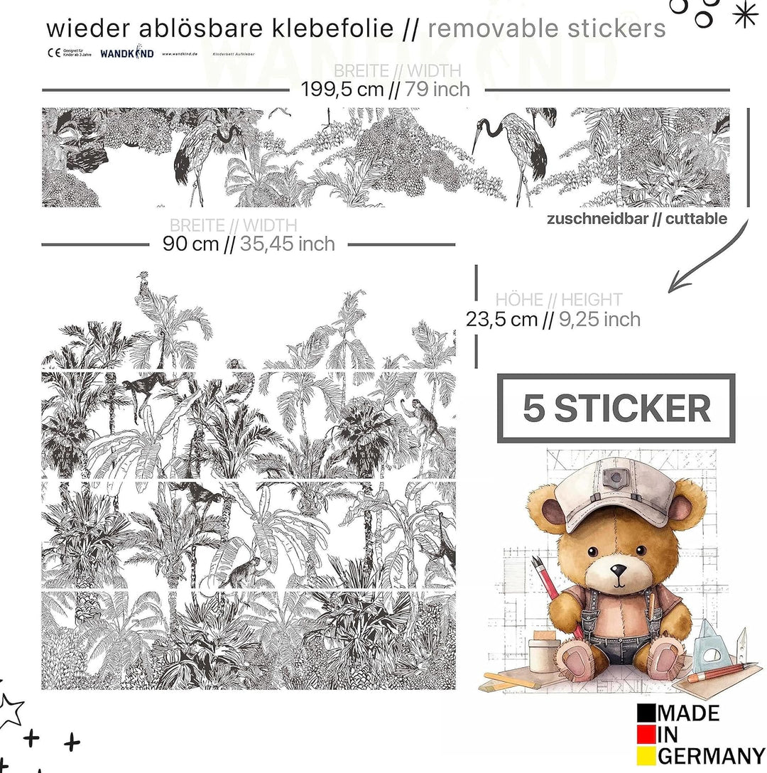 WANDKIND Aufkleber für IKEA KURA Kinderbett Hochbett Klebefolie Möbelfolie Sticker Kinderzimmer Dsch