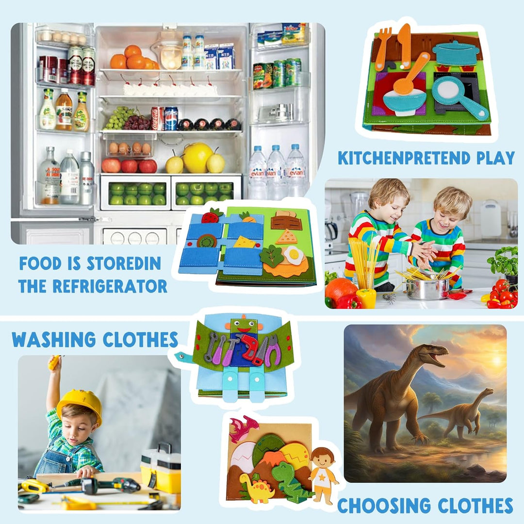 Quiet Book Beschäftigungsbuch für Kinder ab 1 Jahr,3D Filz Beschäftigungsbuch Pädagogisches,Lernspie