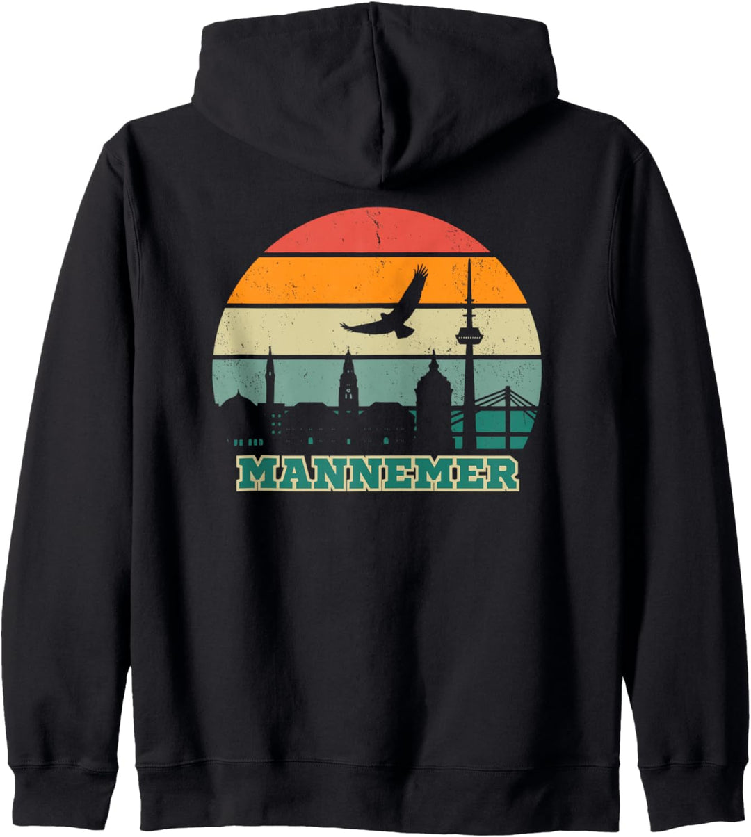 Cooles Eishockey Fan Shirt Stadt Mannheim mit Adler Skyline Kapuzenjacke