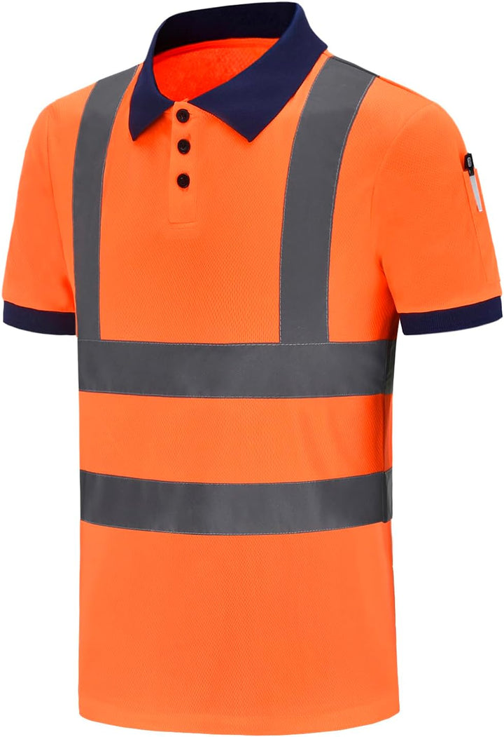 Warnschutz Polo T-Shirt Warnschutzshirt Warnshirt Warnschutz Arbeitskleidung 7 Farben XL Kurzarm-ora