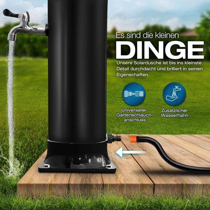 tillvex Solardusche 20 Liter | Solar Garten-dusche warmes Wasser | Pooldusche Camping | ohne Stroman