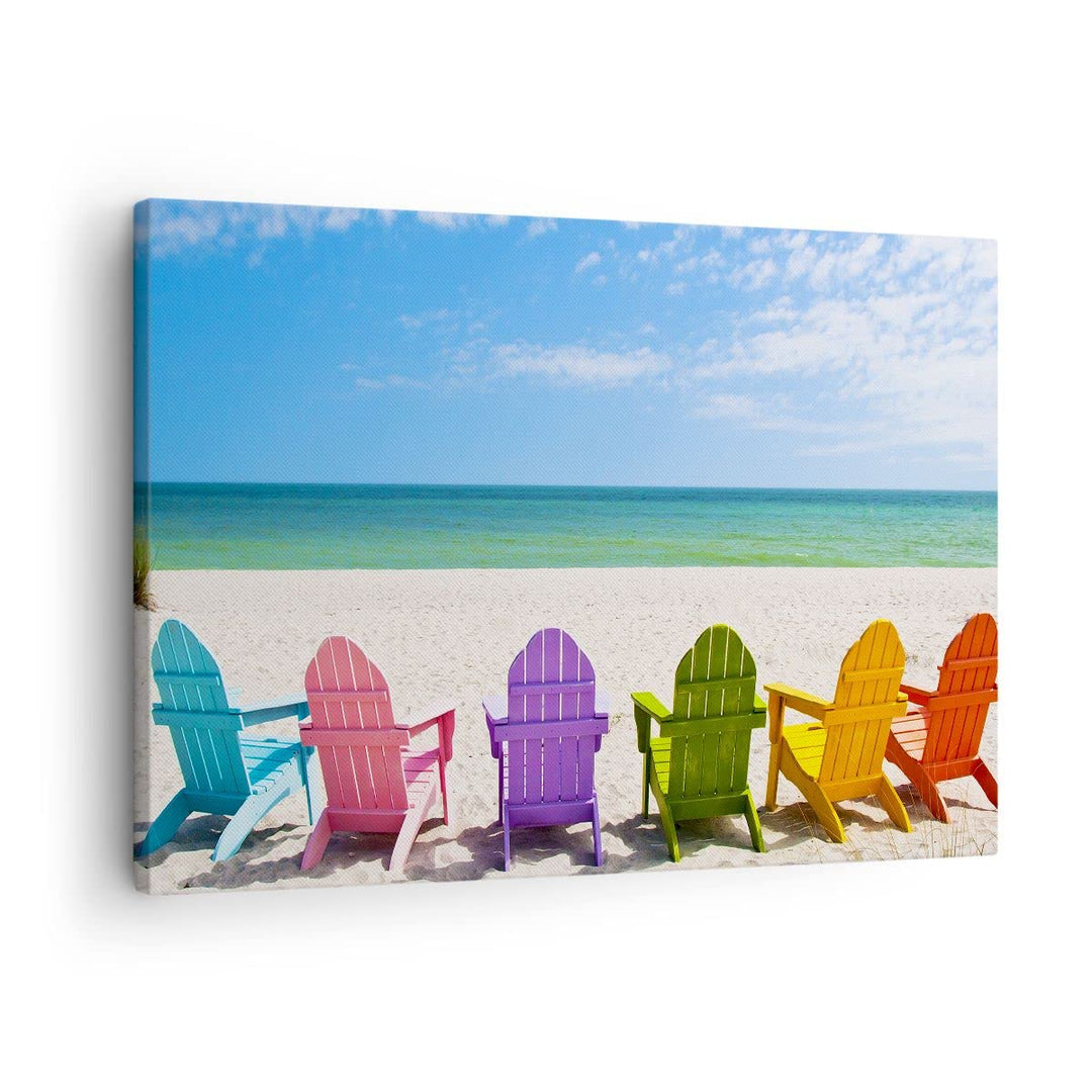 Bilder auf Leinwand Sunbed ufer florida Sommer Leinwandbild 70x50cm Wandbilder Dekoration Wohnzimmer
