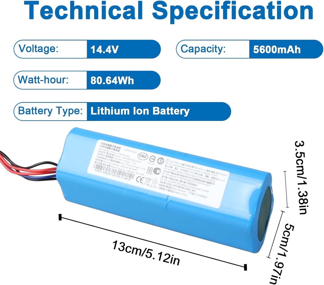 14,4 V 5600 mAh Ersatzakku Kompatibel mit Ecovacs Deebot T5 T9 T9+ T8 T8+ T10 AIVI/Max, Deebot DX65/