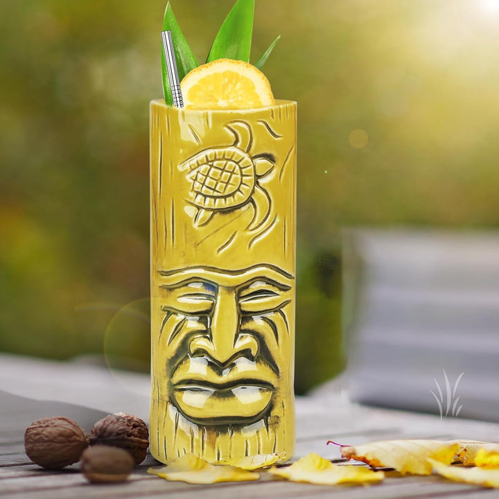 Tiki-Tassen-Set 2 Stück Hawaii-Party-Becher aus Keramik, für Cocktails, hochwertiges Tassen-Set mit