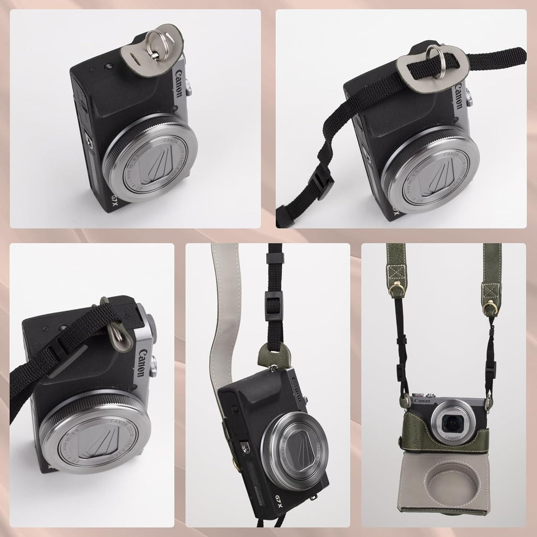 Rieibi G7X G7X II G7X III Hülle, Vintage Leder Kameratasche für Canon PowerShot G7 X/G7 X Mark II/G7