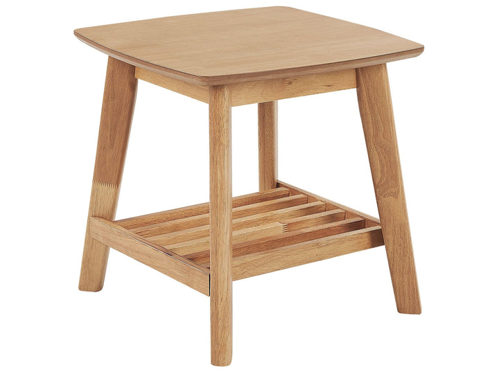 Beistelltisch mit Ablage Lamellen-Optik quadratisch heller Holzfarbton Tulare
