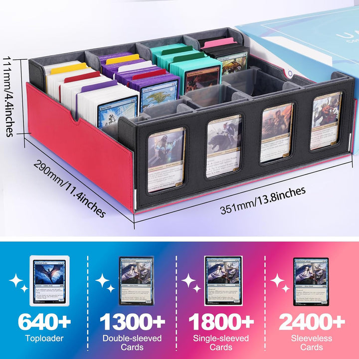 Sammelkarten Aufbewahrungsbox mit Commander Display; 2400+ Deck Box für MTG mit abnehmbarem Deckel;