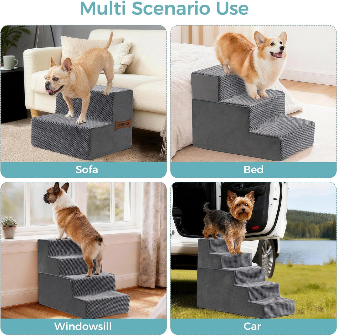 Hundetreppe &amp; Rampe für hohes Bett &amp; Sofa, 33-61 cm abnehmbare Haustiertreppe für kleine &amp; mittlere
