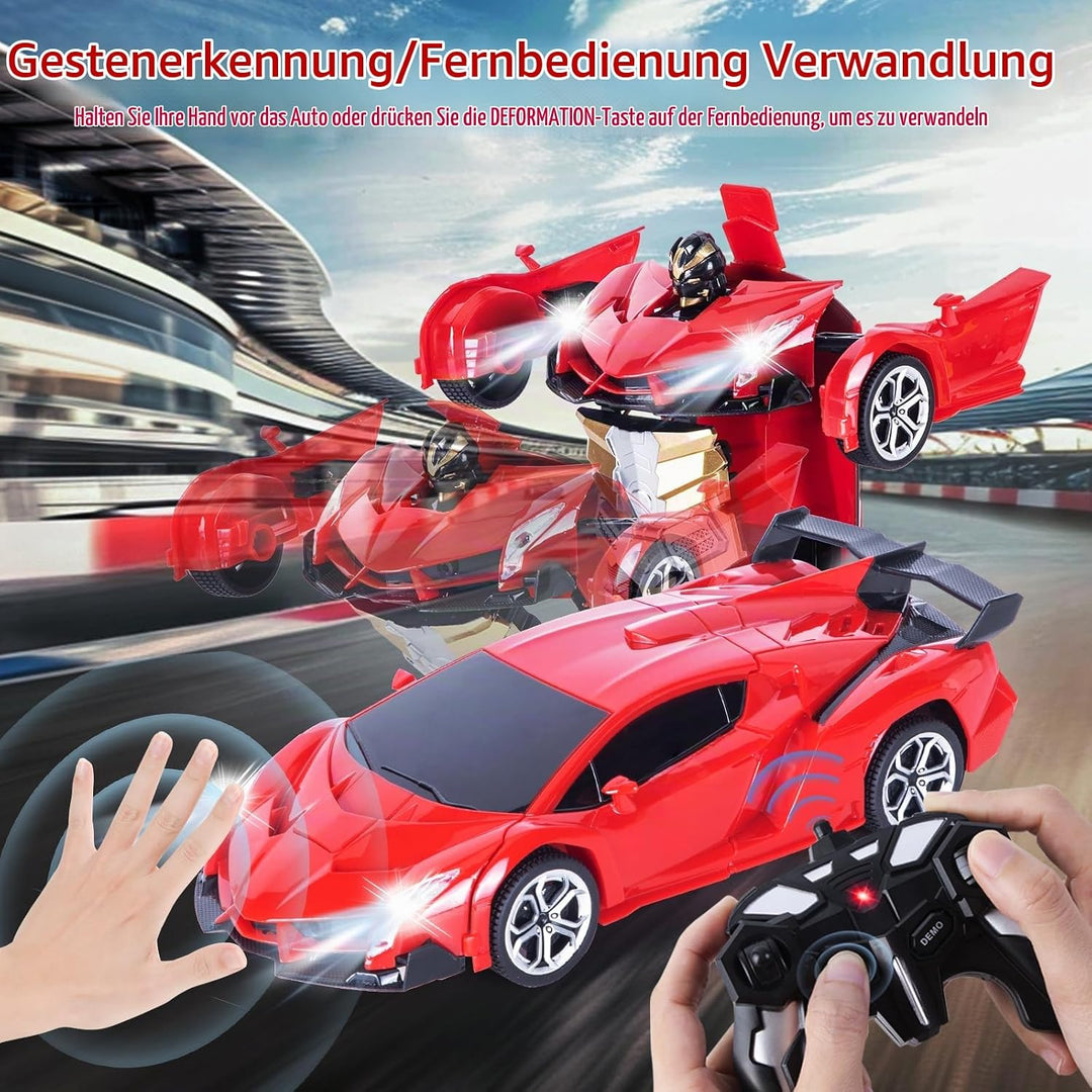 Ferngesteuertes Roboter Auto Kinder mit Gestenerfassung, Licht &amp; Musik, 2.4GHz 360° Drehung 1:18 Ver