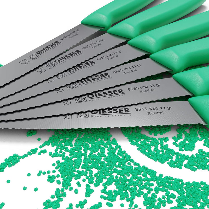 Giesser seit 1776 - Made in Germany - Tomatenmesser 6er Set grün, Klinge 11 cm, rutschfest, kleines