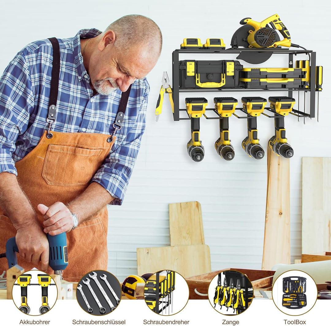 smusei Werkzeugspeicher Wandhalterung, 3 Ebenen Metall Werkzeughalter Werkstatt Organizer, Professio